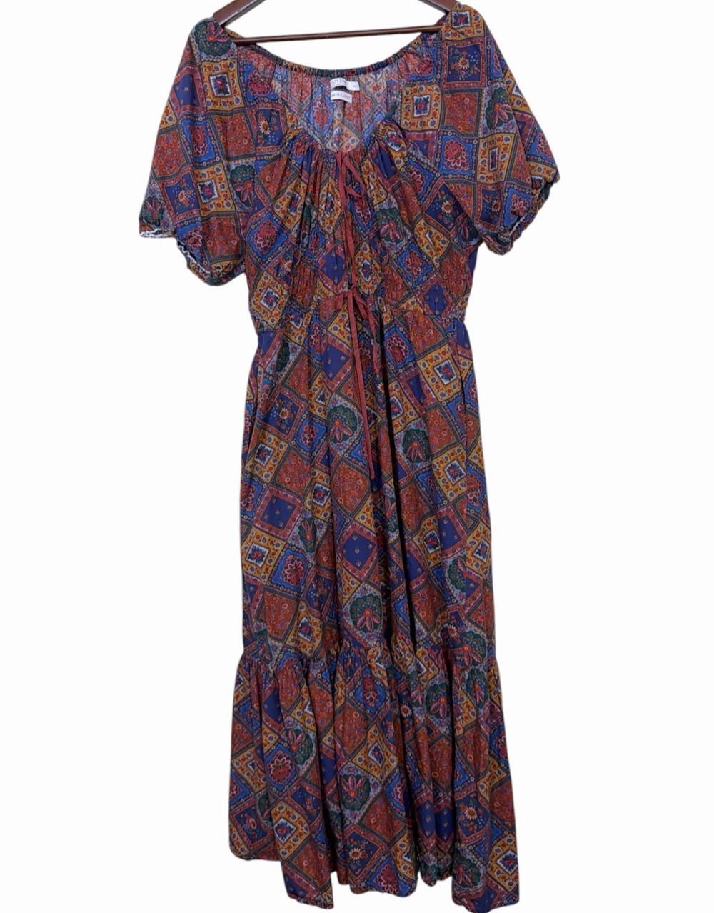 Christy Dawn The Brynne Midi Dress Ruby Patchwork Size XL